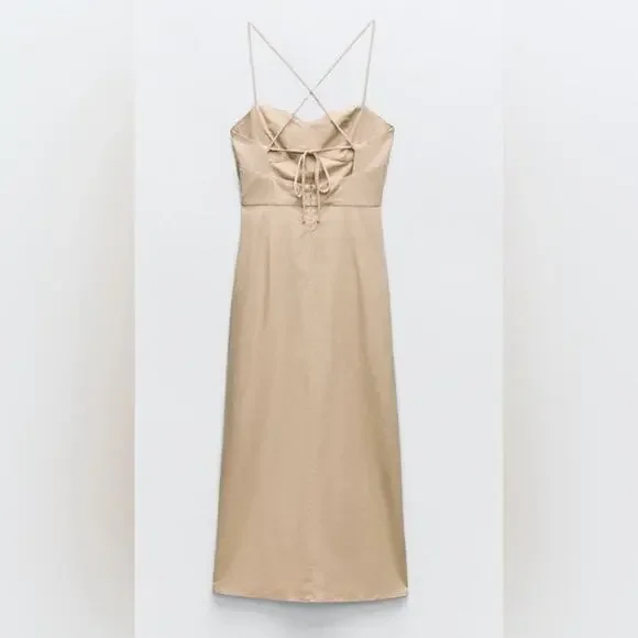 NWT Zara‎ Linen Blend Corset Dress Size Medium - Picture 5 of 15